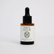 Naked Tallow hydrating face serum bottle with dropper on a light gray background nourishing natural serum for dry and sensitive skin, made with beef tallow and botanical oils in Australia.