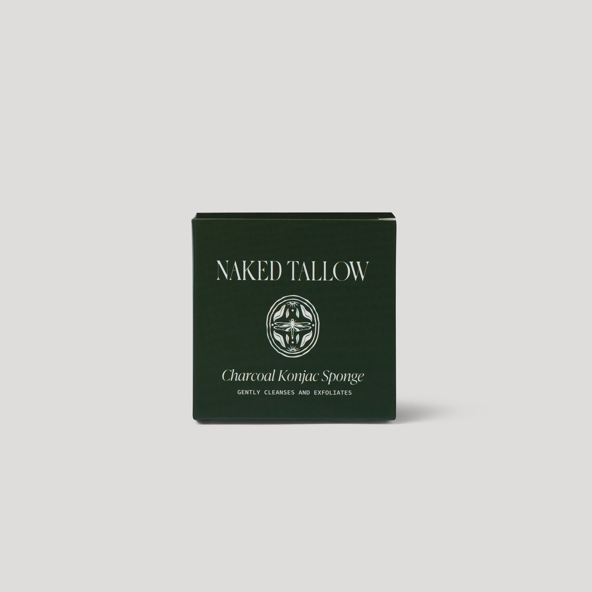 Naked Tallow Charcoal Konjac Sponge packaging on a light gray background