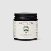 Jar of Naked Tallow moisturizing cream on a light gray background