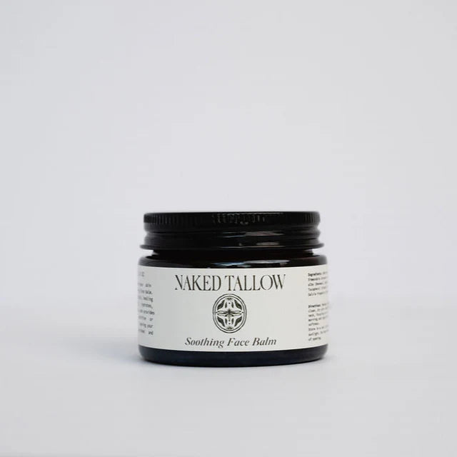 Jar of Naked Tallow Soothing Face Balm on a light grey background - australia made natural beef tallow skincare