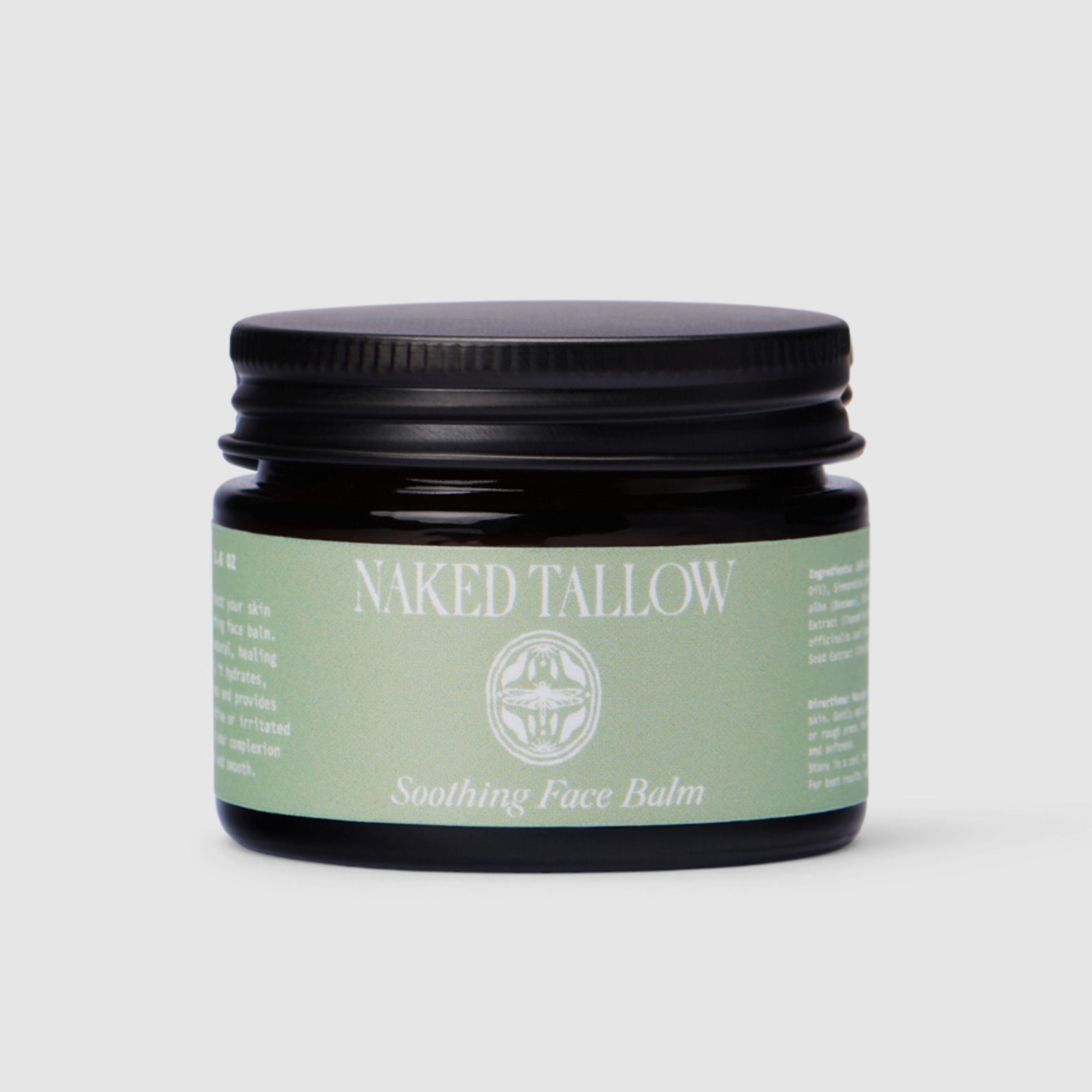 Naked Tallow soothing face balm jar on a light gray background